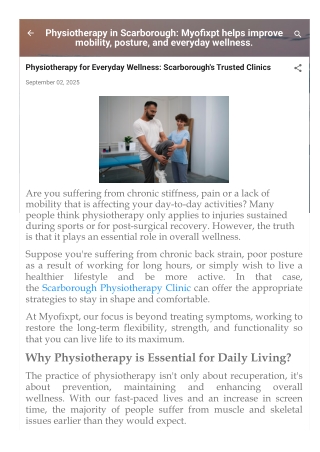 Physiotherapy for Everyday Wellness Scarborough's Trusted Clinics