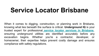 Service Locator Brisbane