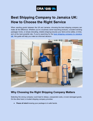 craigis.co.uk - Best Shipping Company to Jamaica UK_How to Choose the Right Service