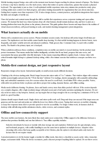 Optimizing Mobile Learning on E-Learning Platforms