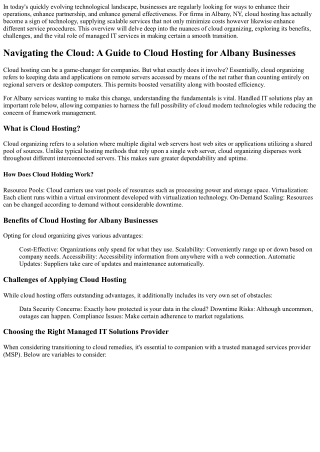 Browsing the Cloud: A Guide to Cloud Hosting for Albany Companies