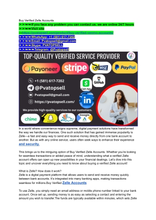 Top 17 Sites To Get, Verified ,Zelle , Accounts in 2025