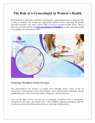 The Role of a Gynecologist in Women’s Health