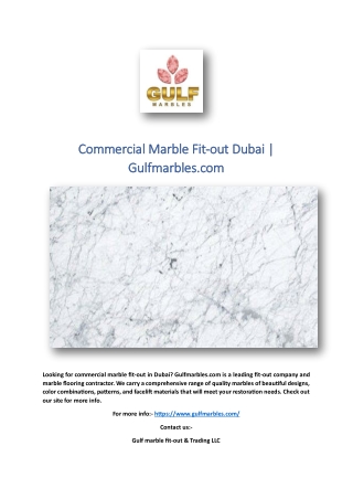 Commercial Marble Fit-out Dubai | Gulfmarbles.com