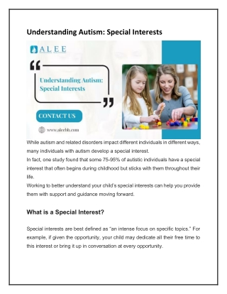 Understanding Autism Special Interests by Aleebh