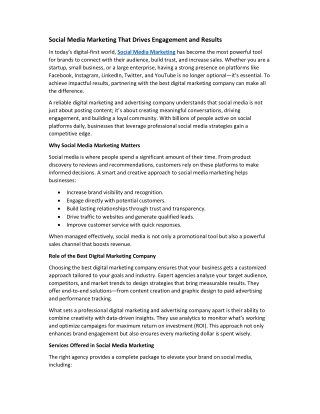 Social Media Marketing That Drives Engagement and Results