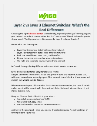 Layer 2 vs Layer 3 Ethernet Switches: What’s the Real Difference?