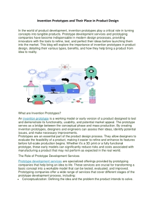 Invention Prototypes and Their Place in Product Design