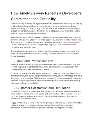 How Timely Delivery Reflects a Developer’s Commitment and Credibility