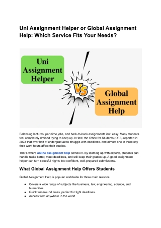 Uni Assignment Helper or Global Assignment Help Which Service Fits Your Needs