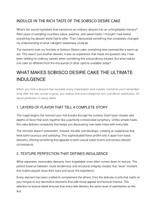 Sobisco Desire Cake - Sobisco Biscuits India