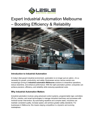 Expert Industrial Automation Melbourne – Boosting Efficiency & Reliability