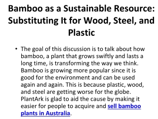 Bamboo as a Sustainable Resource_ Substituting It for Wood, Steel, and Plastic