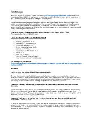 Travel Accommodation Market Share, Growth, Trends, Analysis, 2032