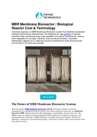 MBR Membrane Bioreactor | Cost-Effective Biological Reactor