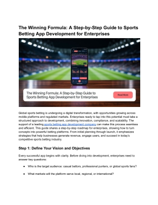 A Step-by-Step Guide to Sports Betting App Development for Enterprises