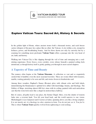 Explore Vatican Tours - Sacred Art, History & Secrets