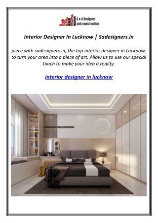 Interior Designer In Lucknow | Sadesigners.in