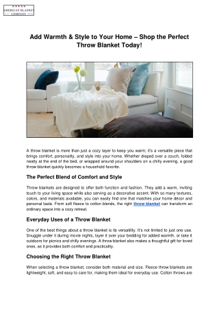 Add Warmth & Style to Your Home – Shop the Perfect Throw Blanket Today!