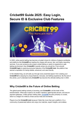 Cricbet99 Guide 2025_ Easy Login, Secure ID & Exclusive Club Features