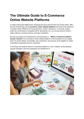 The Ultimate Guide to E-Commerce Online Website Platforms