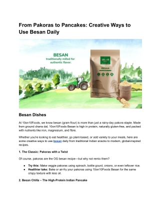 From Pakoras to Pancakes: Creative Uses of Besan | 10on10Foods