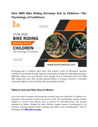 How BMX Bike Riding Develops Grit in Children—The Psychology of Confidence