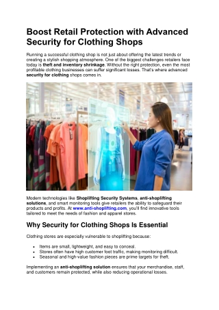 Boost Retail Protection with Advanced Security for Clothing Shops