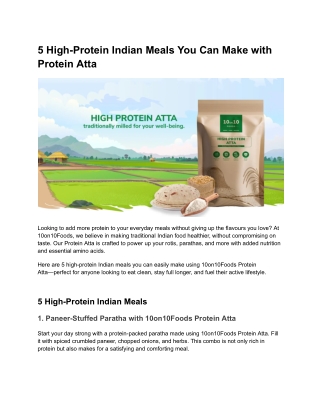5 High-Protein Indian Meals You Can Make with Protein Atta
