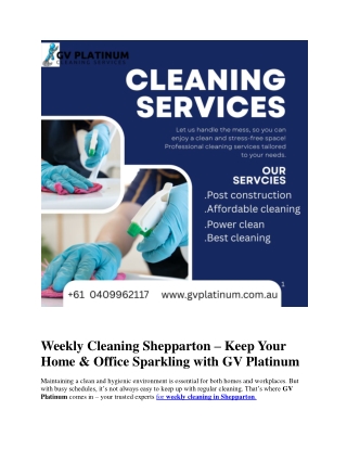 Weekly Cleaning Shepparton