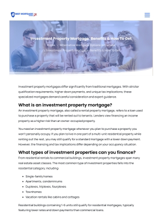 Best Mortgage Online Alternative Lenders: Investment Property Mortgage