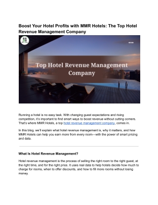 Top Hotel Revenue Management Company