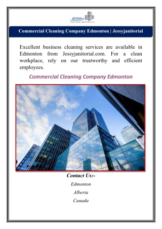 Commercial Cleaning Company Edmonton | Jessyjanitorial