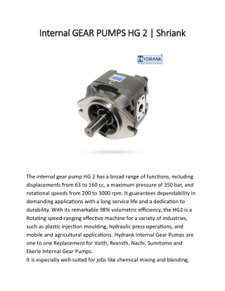 Internal Gear Pumps