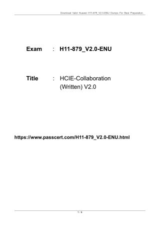 H11-879_V2.0-ENU HCIE-Collaboration (Written) V2.0 PDF Dumps