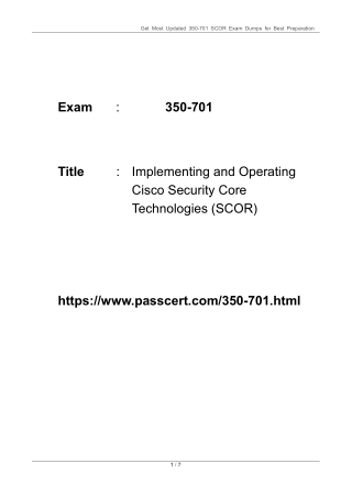 CCNP and CCIE Security Core SCOR 350-701 PDF Dumps 2025