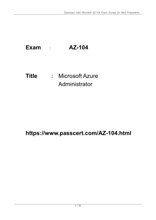 Microsoft Azure Administrator AZ-104 PDF Dumps 2025