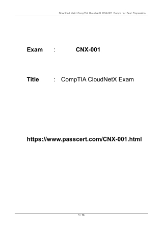 CompTIA CloudNetX CNX-001 Certification PDF Dumps