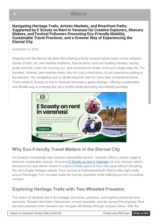 See Artistic Corners With E Scooty on rent in Varanasi Easily