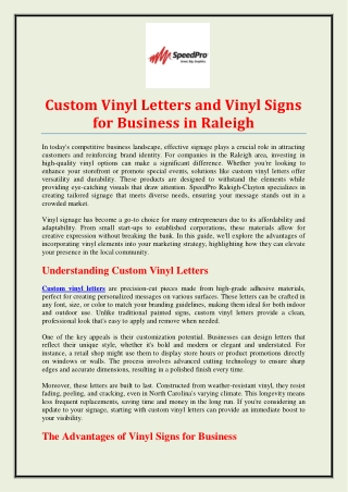 Custom Vinyl Letters and Vinyl Signs for Business in Raleigh