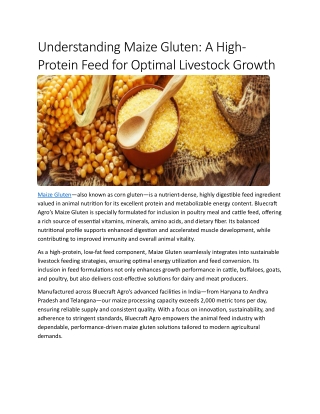 Understanding Maize Gluten