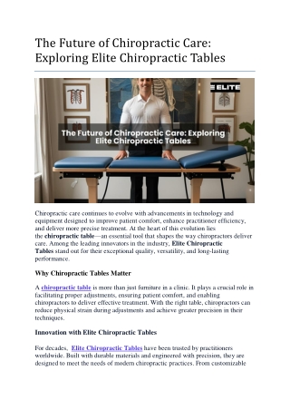 The Future of Chiropractic Care - Elite Chiropractic Table