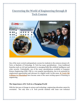 Uncovering the World of Engineering through B Tech Courses
