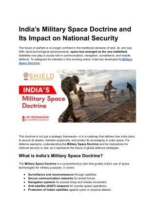 India’s Military Space Doctrine and Its Impact on National Security