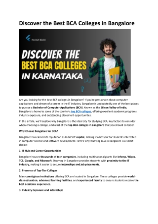 Discover the Best BCA Colleges in Bangalore1