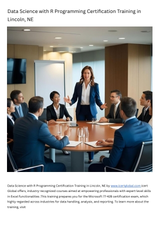 Data Science with R Programming Certification Training Course in Lincoln, NE