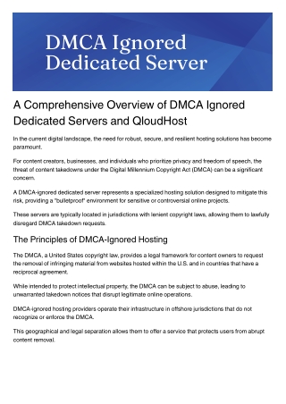 DMCA Ignored Dedicated Server