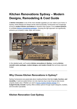 kitchen renovation cost sydney