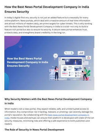 How the Best News Portal Development Company in India Ensures Security