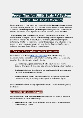 Proven Tips for Utility Scale PV System Design That Boost Efficiency
